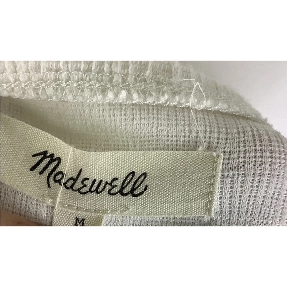 Madewell Sz M Tie Front Cropped Tank Top Cream Cotton Polyester V Neck Style - Picture 4 of 6
